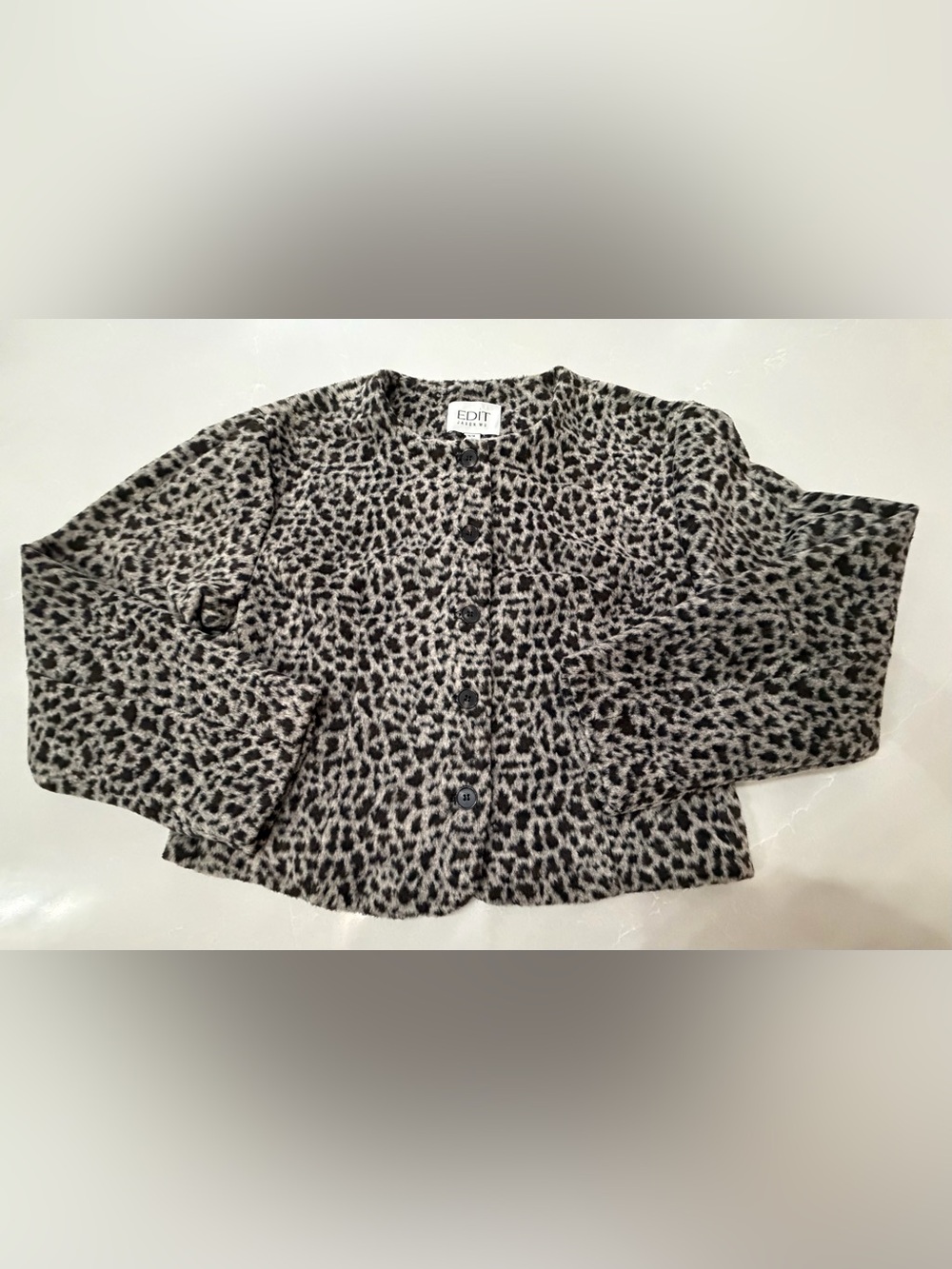 NWT Jason Wu Black & Cream Leopard-Print Teddy Jacket, M